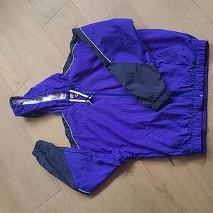 EUC Vintage Nike Blue & Black Full Zip Hooded Lined Track Jacket Women's sz M